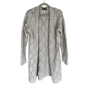 Moon & Madison Chunky Cream Chenille Cardigan Duster Long Diamond Knit M